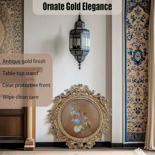 Image of 1PCS Photo Frame, Photo Frames for Table, Vintage Picture Frames with Wide Rounded Edge, Round Picture Frame for Home Decor, Small Vintage Picture Frames for Bedside and Office Display