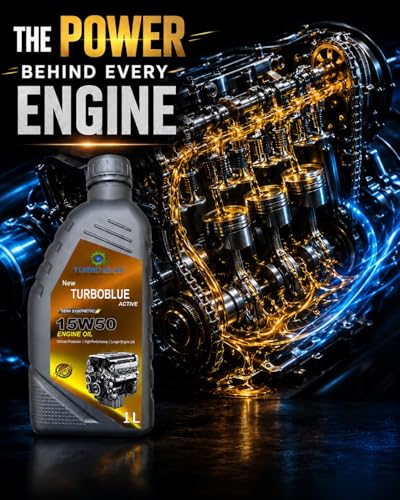 Image of TURBO BLUE 15W50 Engine Oil 1 Litre High Performance Motorcycle Engine Lubricant Enhanced Engine Protection & Smooth Performance Pack of 1