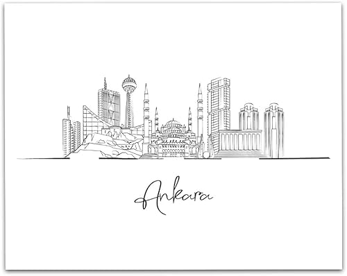 Vista 230 de París Skyline - Decoración de pared para sala de estar, arte de pared en blanco y negro, cuadros de pared de horizonte europeo para sala de estar