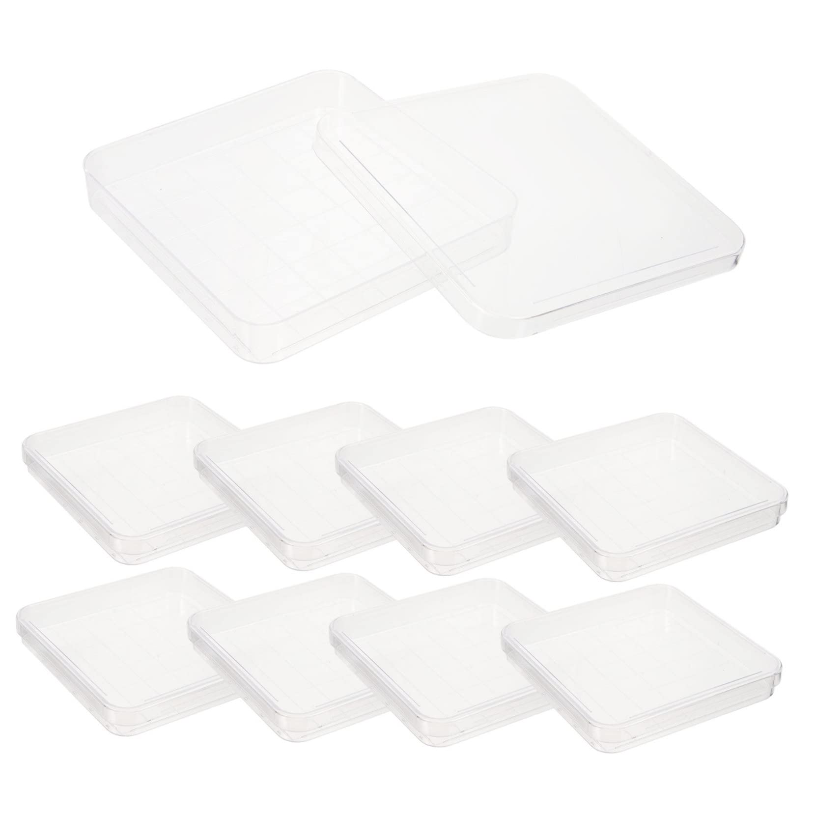 SOLUSTRE 10 Pack Square Petri Dishes Lids Plastic Agar Plates for Lab Research School Projects