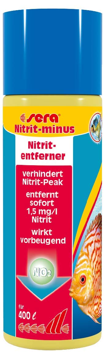 sera Nitrito Menos 100 ml – Acondicionador de Agua para Acuario, Ayuda inmediata contra nitrito, Elimina hasta 1,5 MG/l de nitrito por dosificación previene el Pico de nitrito