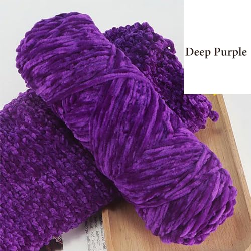 2pcs Yarn Velvet Knitting Yarn Soft Crochet Ball Craft Multi Colors, Ideal for Beginners Kids Crafts (Deep Purple) - Image 2