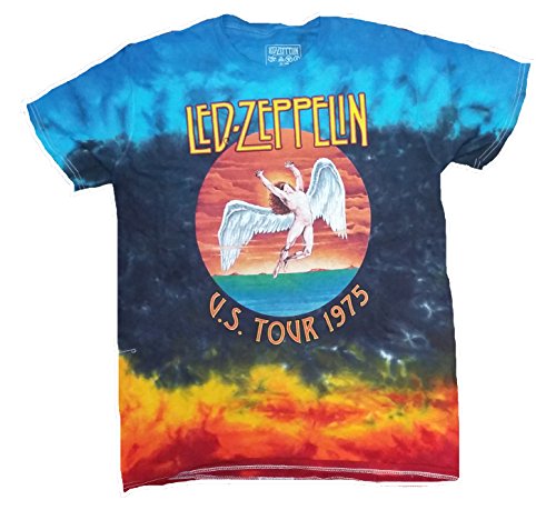 Led Zeppelin US Tour 1975 Flag Homme T-Shirt Manches Courtes Noir