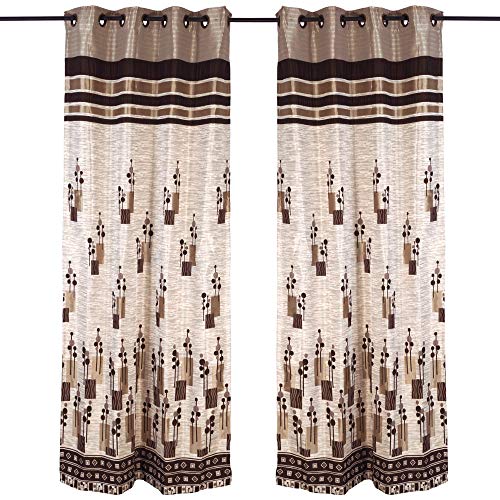 Image of Story@Home Eyelet Fancy Jacquard 4 Piece Window Ringtop Curtain Set- 46 inch X 60 inch, 5 feet, Grey