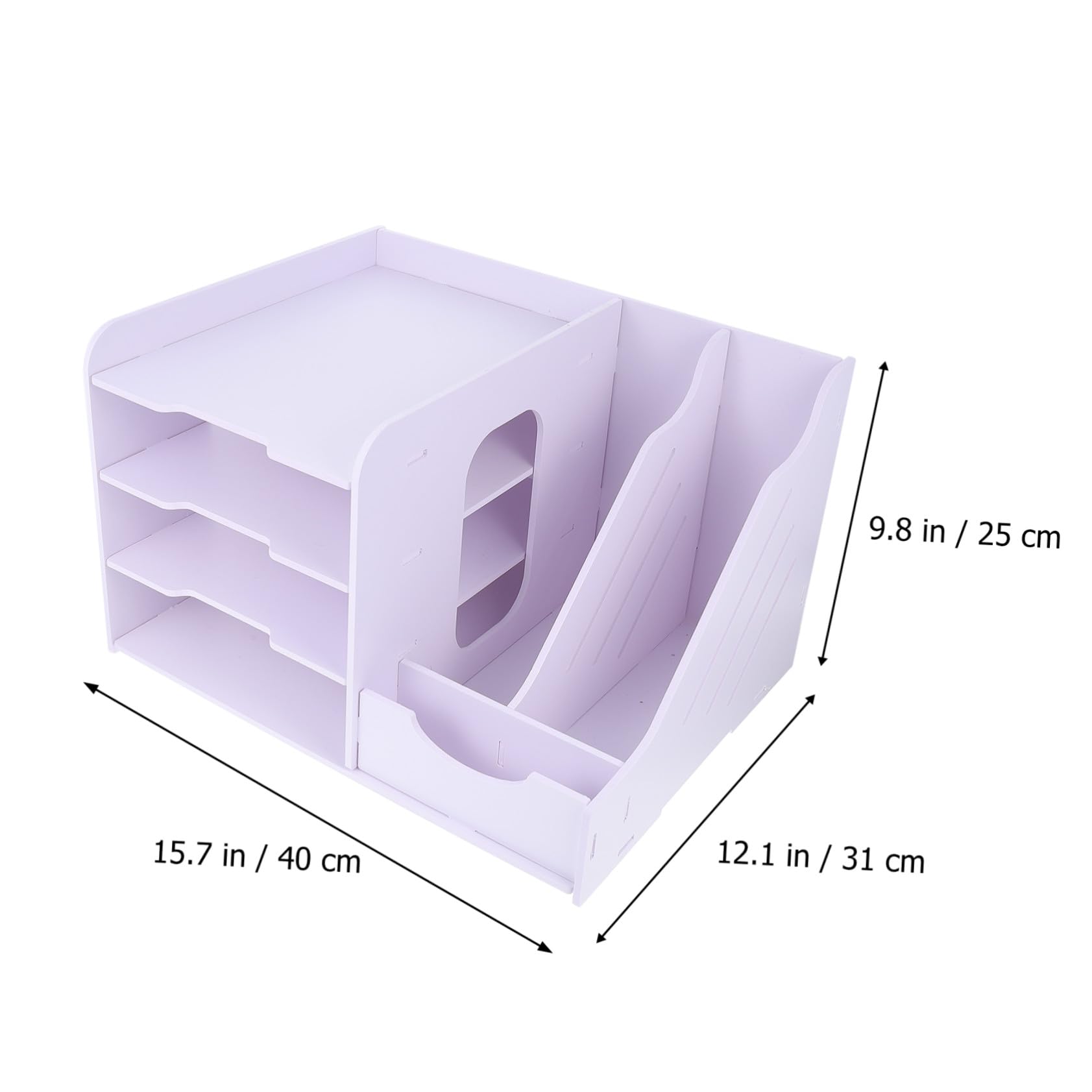Estante de archivos de madera de PVC multicapa y plástico, práctico escritorio con partición para un almacenamiento eficiente de documentos y artículos de papelería en la oficina en casa o dormitorio