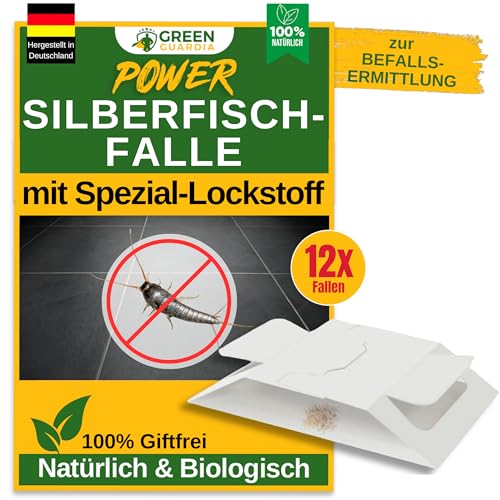 GREEN GUARDIA Trampa para peces plateados con material especial - 12 trampas para peces plateados - respetuosas con el medio ambiente para luchar contra los pececillos de plata, trampa libre de