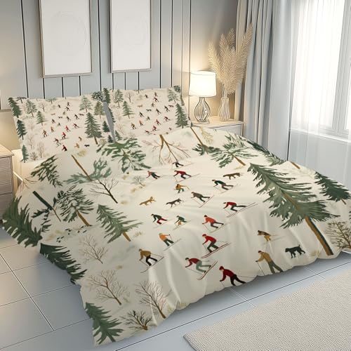 Parure de lit ski 220x240 cm avec housse de couette et taies microfibre - 4