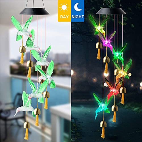 Hummingbird Solar Wind Chimes,Mother Gifts, Gardening Gifts For Mom/Dad/Women/Grandma/Wife/Daughter/Sister/Aunt/Nana,Father Birthday Fifts,Mother Outdoor Decor,Yard Decorations #TOP4