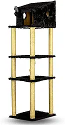 Arranhador para Gatos Torre Gigante Com Casa e Cama Confortável Brinquedos Interativos Cat Rio(Preto)