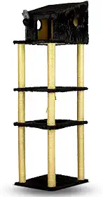 Arranhador para Gatos Torre Gigante Com Casa e Cama Confortável Brinquedos Interativos Cat Rio(Preto)