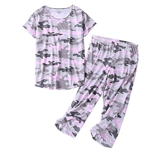 PNAEONG Women’s Pajama Set - Sleepwear Tops with Capri Pants Casual and Fun Prints Pajama Sets...
