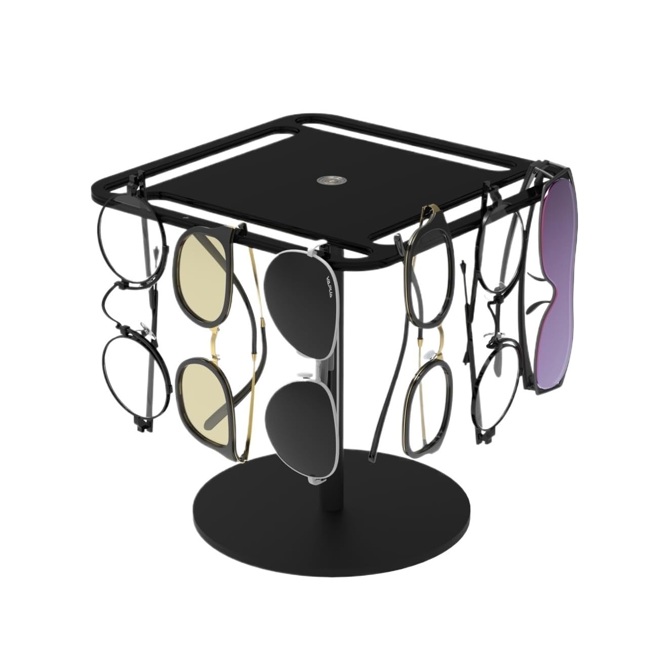 Porta Occhiali per Casa Espositore da Tavolo for Occhiali da Sole in Acrilico con Rotazione A 360° Organizer Occhiali da Sole(Black,20x20x20cm)