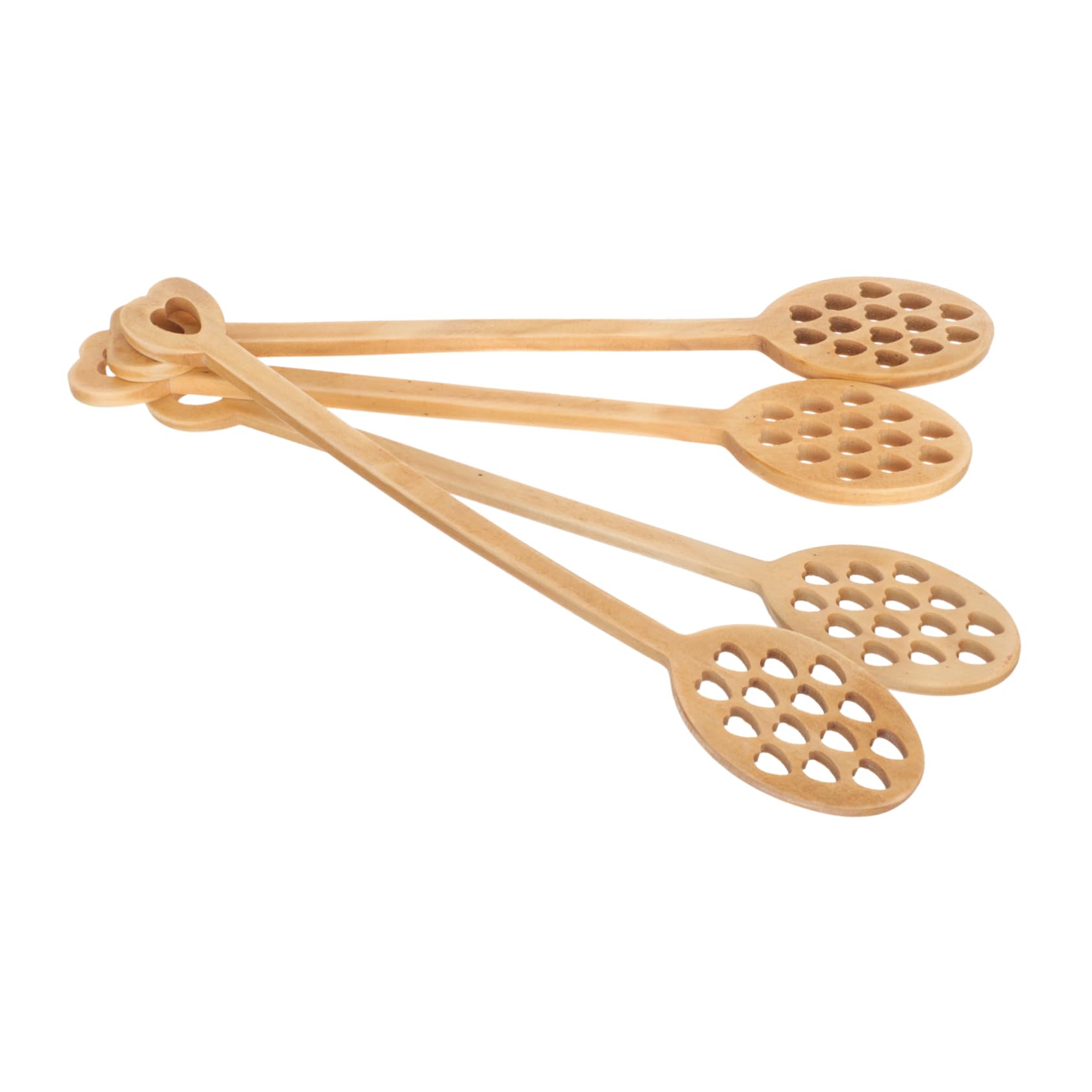 Cabilock 4Pcs Long Handle Honey Spoons Wooden Mixing Stirring Sticks for Honey Tea and and Easy to Clean Honey Stirring Utensils for Beverages and Desserts