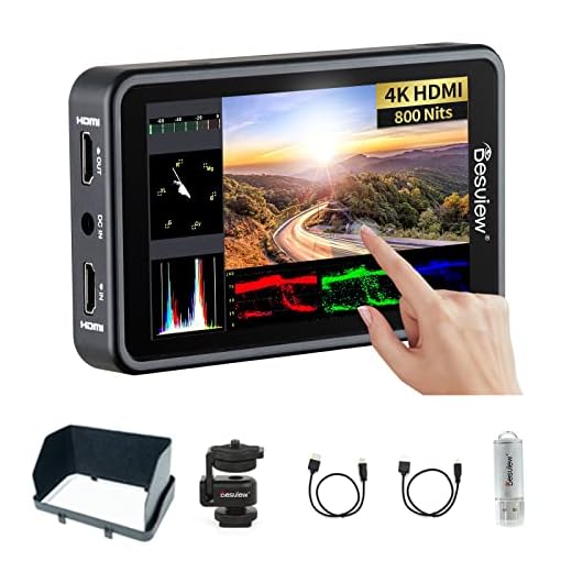 Monitor de Campo Desview R5II para Câmera,Tela Sensível ao Toque de 5,5 polegadas,Brilho Máximo de 800 nits,Full HD IPS,com 3D Lut,Forma de Onda,Foco Pico,Suporte HDMI 4K e Saída DC de 8V