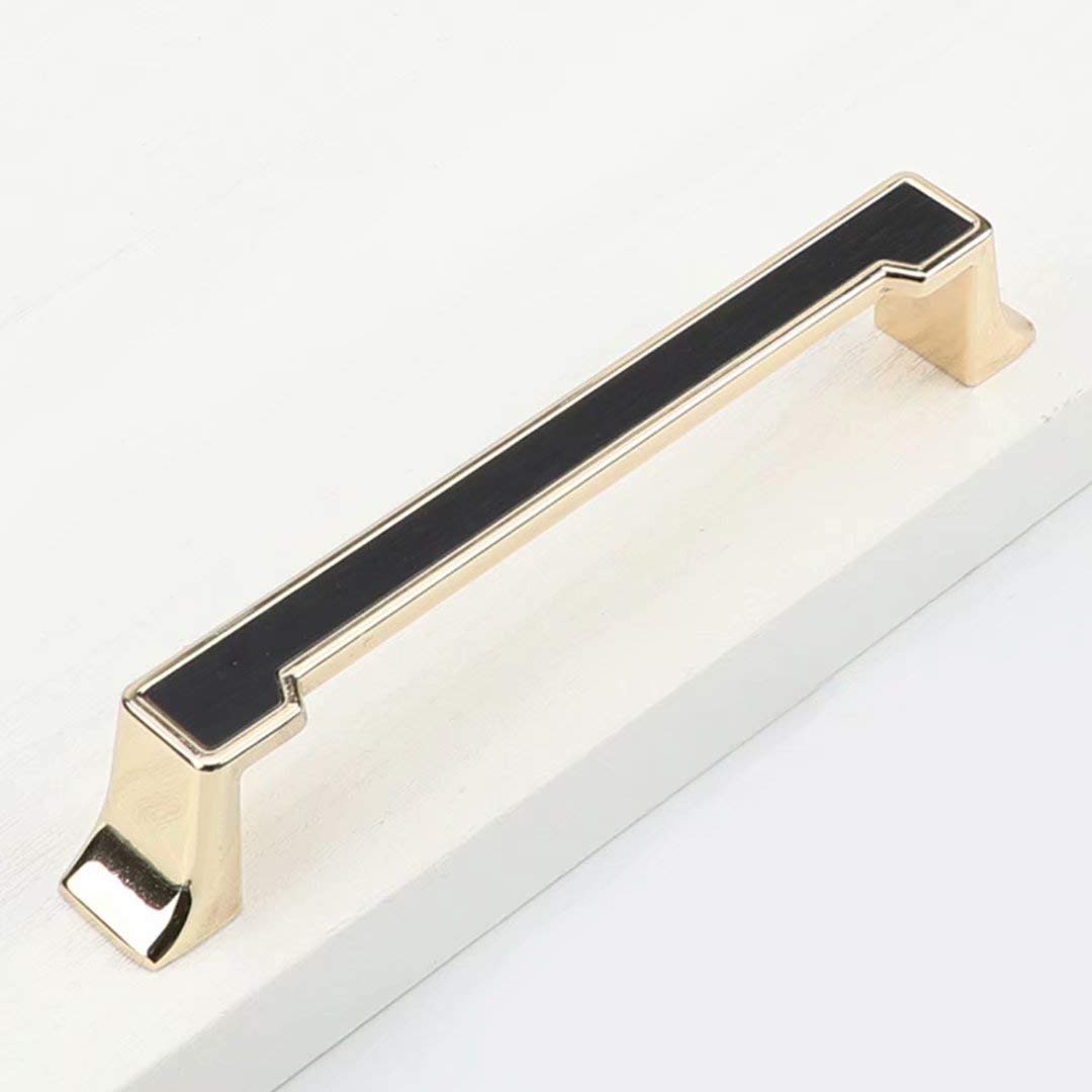 Schranktürgriff Griffe Möbelgriff Schrank Schubladengriffe, 10 Stück Küchenmöbelbeschläge Türgriffe Nordische Einfache Möbelgriffe (Gold + Schwarz Lochabstand 128 mm)