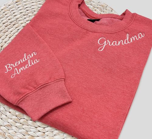 NACRE APPAREL Custom Text Embroidered Sweatshirt and Hoodie Design Your Own Personalized Text on Sleeve Gift for Grandma4