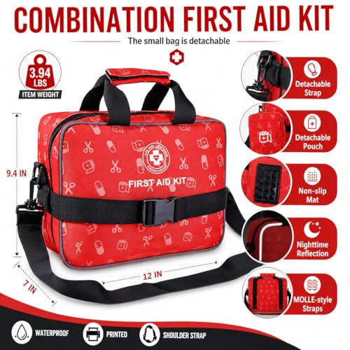 All-in-One Premium 530 Piece Emergency First Aid Kit, Large Medical Kit for Home, Car, Camping, Travel, Hiking, Sports & Outdoor - Image 2