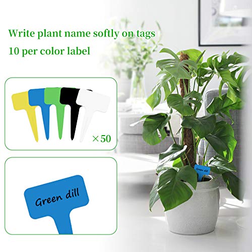 4 Pcs Moss Pole Plant Support Stakes Sticks for Climbing Potted Plants, Coir Totem Pole with 100 Pcs Plant Ties/ 50 Pcs Garden Labels (12'' 15.7 Inch Long)