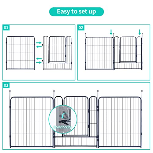 Image of Dog Playpen,Portable Outdoor Dog Fence, Dog Playpen for Large /Medium /Small Dogs, Dog Fences for The Yard,with Doors Foldable Metal (32 inch, 40 Panels)