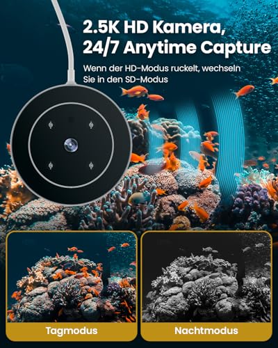 automatischer Fischfütterer mit 2.5K Kamera, App-Steuerung, feuchtigkeitsbeständiger Urlaubsfutterspender, Präzisionsfütterungssystem, visueller Monitor für Aquarien, Schildkrötenstiften (FS-2) – Bild 6