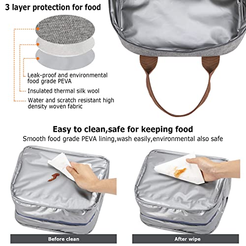 Landici Lunch Bag For Women Men Insulated Lunch Box Containers For Adult,Portable Lunchbox Reusable Small Cooler Lunch Tote Bags For Work Office Travel Picnic, Grey #TOP2