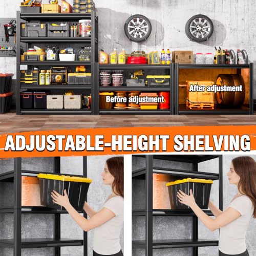 Image of 72''H 45''W 20 inch D Storage Shelves Garage Shelving,Adjustable 5 Tier Utility Steel Shelf, Heavy Duty Metal Shelving, Shelving Units and Storage Rack fo Kitchen Pantry Laundry