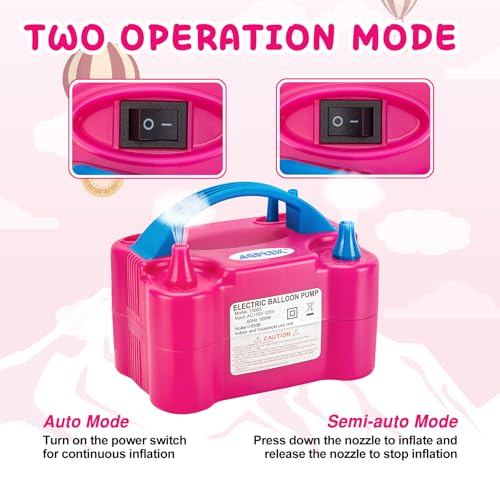 AGPTEK Electric Air Balloon Pump, 110V 600W Rose Red Portable Dual Nozzle Inflator/Blower for Party Decoration by AGPTEK - Image 5