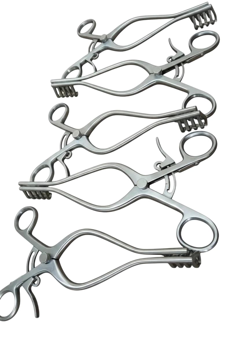Professional 5 PCS Weitlaner Retractor Set - Stainless Steel Self-Retaining Instruments for Lab, Veterinary & Educational Use - Multi-Purpose Surgical Grade Manual Tools (5 Pieces)