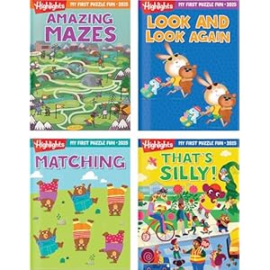 Highlights My First Puzzle Fun 2025 Puzzle Books for Kids Ages 3-6, 4-Book Set of Matching, Mazes, Spot-The-Differences, and More Travel-Friendly Screen Free Brain-Boosting Activities