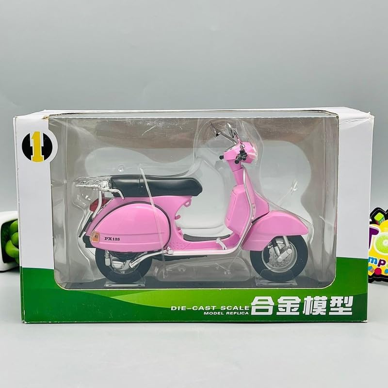 RAMPKD New Toy Kids 1:10 Alloy Classic Leisure Motorcycle Diecasts Metal Motorcycle Model 125 Simulation Sound and Light Toy (Multi(Vespa 125_R) 4