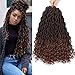 3 Packs/Lot Faux Locs Crochet Hair Braids 24 Roots/Pack Goddess Faux Locs with Curly Ends Deep Wave Crochet Twist Synthetic Braiding Hair Extension (3 Packs,1B/30)