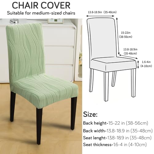 Image of HOKIPO 200 GSM Stretchable Knitting Jacquard Chair Cover Set of 4,'Nestiva Series' Pastel Green (AR-6072-GRN)