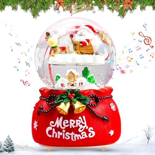RDDAIPE Schneekugel mit Weihnachtsmann und Rentier, Ø8.5 * 13.5cm...