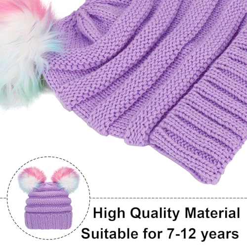 Kids Beanie Hat Winter Knitted Pom Beanie Hat for Toddler Girl with Warm Fleece Lined Indoor Outdoor2