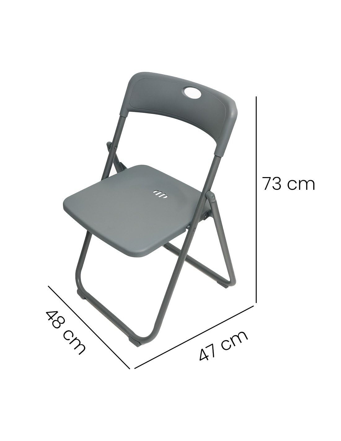 Jardin202 - Silla Plegable Metálica Monolith | 48 x 47 x 73 cm | Plástico Reforzado y Patas de Hierro con Refuerzo de Acero | Resistente | Pack 4 uds (Gris Oscuro)