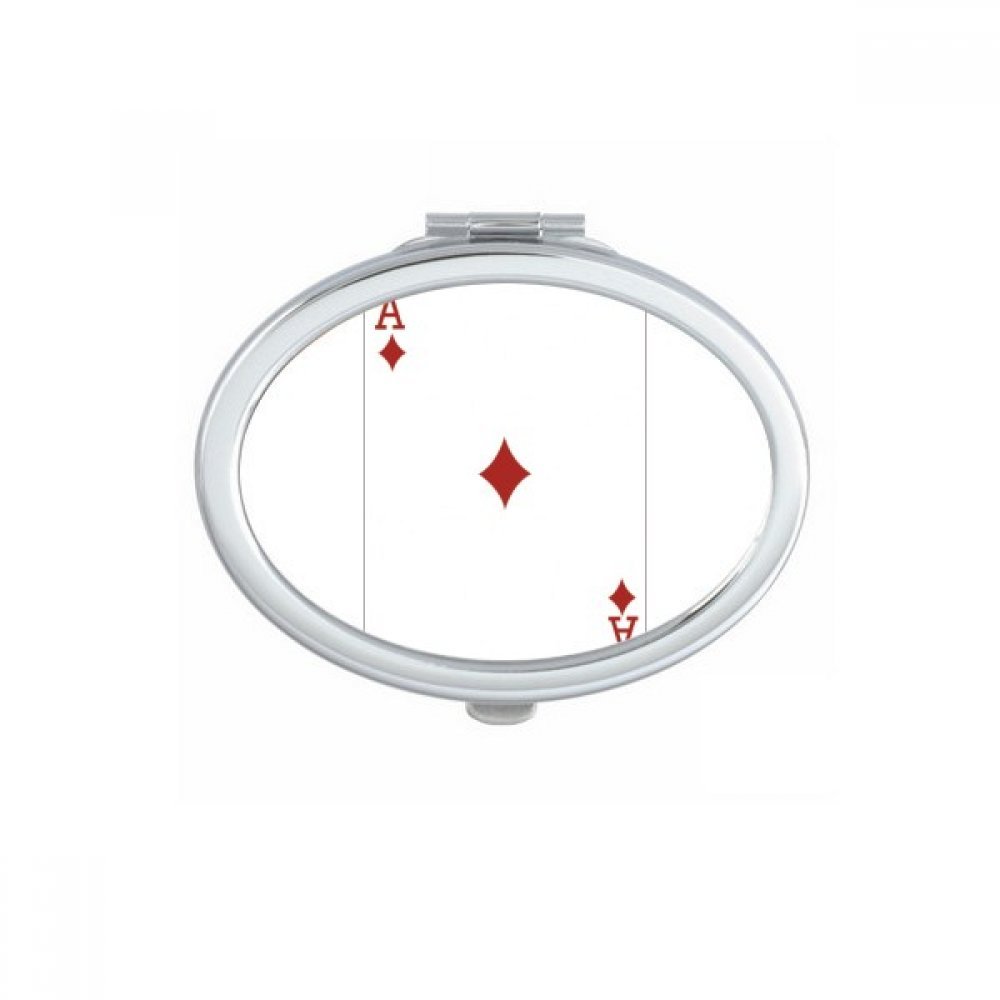 Miroir de poche ovale avec motif carte à jouer cœur pour maquillage portable