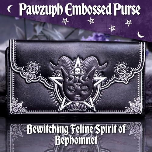 Nemesis Now Pawzuph Gothic Cat Purse, Embossed Baphomet Design, Occult-Themed Wallet, Ideal Gift for Feline Enthusiasts, 18.5cm3