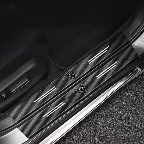 Woniyal 5 Piezas Protector Umbral Puerta Coche para Peugeot 508 SW II FC I 2018-2024, Placa de Desgaste Fibra de Carbono Vinilo Antirrasguños Parachoques Trasero