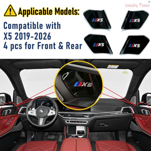 Image of Car Inner Door Handle Panel Covers compatible with BMW X5 2019-2026 | Titanium Black Interior Trim Accessories, 4 pcs for Front and Rear