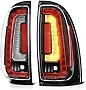 VIPMOTOZ For 2005-2015 Toyota Tacoma Pickup Truck Black Bezel OLED Neon Tube Premium LED Tail Light Housing Lamp Assembly Replacement, Driver and Passenger Side