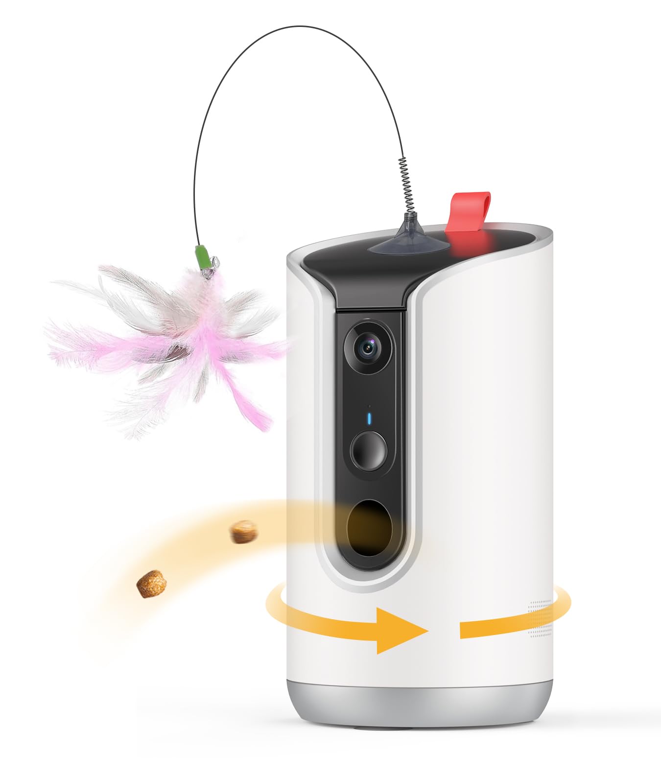 2K Cat Camera Treat Dispenser, AI Photo Album, Pet Camera with 360° Auto Tracking & 5G/2.4G WiFi, 2-Way Talk, Remote Treat Tossing, Motion Alerts for Dogs Indoor, White