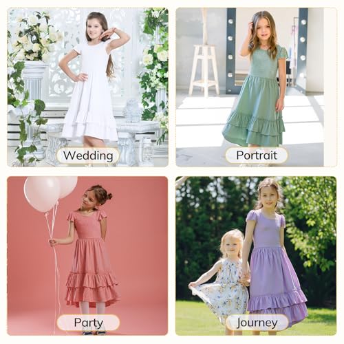 American Trends Girls Ruffle Sleeve Dresses Boho A-Line High-Low Maxi Dresses for 6-13 Years Formal Dress for Wedding Party3