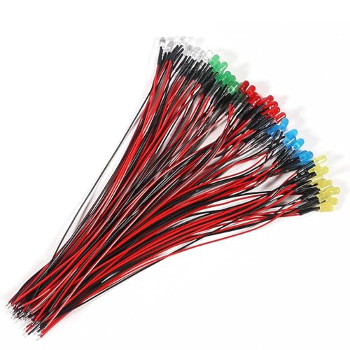Diodes LED pré-câblées 12V 5mm rouge bleu vert lot de 90 pièces pour décoration
