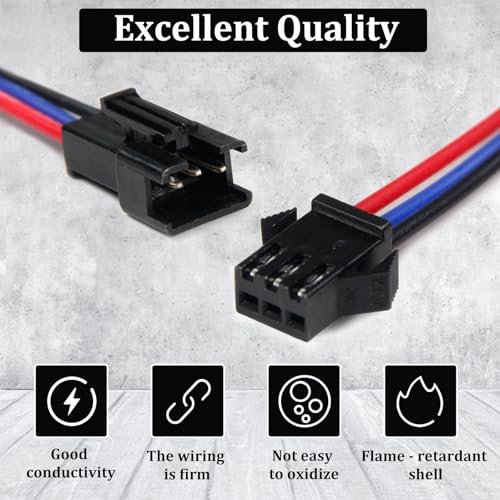 Fielect 10 pares conector JST SM 3 pines macho a hembra 20cm miniatura 4