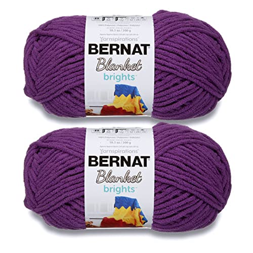 Bernat Blanket Brights Pow Purple Yarn - 2 Pack of 300g/10.5oz - Polyester - 6 Super Bulky - 220 Yards - Knitting/Crochet by Bernat - Used condition - US$16.18