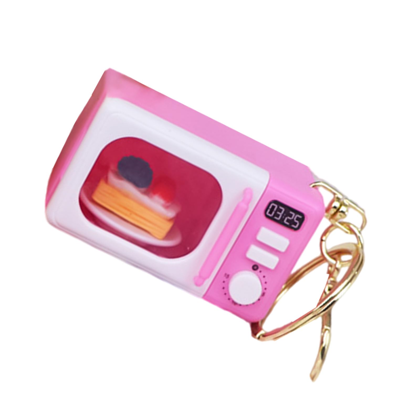 Maxtonser Simulation Microwave Keychain with LED Light and Sound, Lobster Clasp Pendant for Night Visibility and Interactive Play