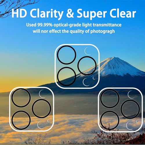 Image of Camera Lens Protector Compatible with iPhone 15 Pro (Pack of 3) | 9H Tempered Glass Camera Lens Guard | Scratch Resistant | HD Clear | Anti-Fingerprint | Easy Installation | Bubble Free