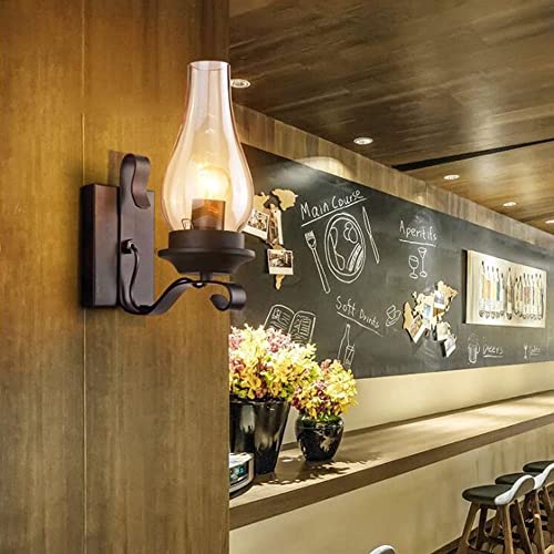 Aplique de pared retro interior con tulipa de vidrio para lámpara de salón 5