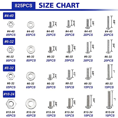 1575 pcs nuts and bolts assortment kit stainless steel phillips pan head amp flat head screws assorted nuts bolts washers with double sided organizer box