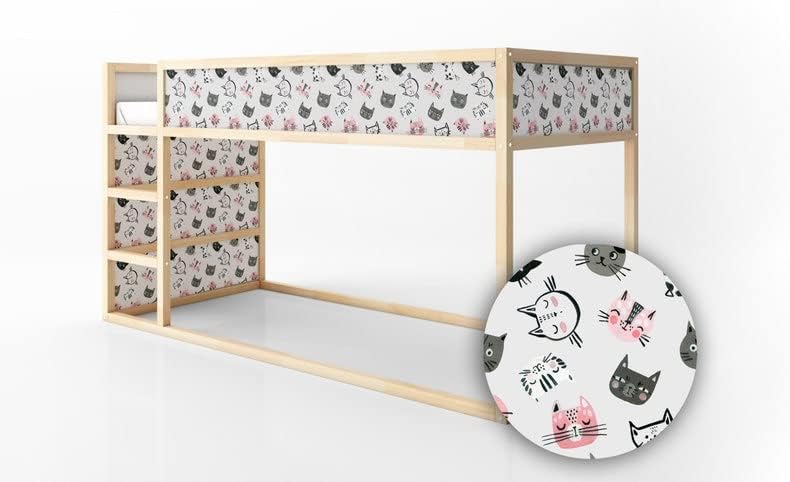 KURA Bed Watercolor Cute Cats Faces Kids Decals Sticker Furniture Decals for Nursery Adhesive